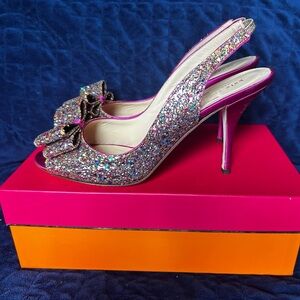 Kate Spade Pink and Silver Glitter Heels